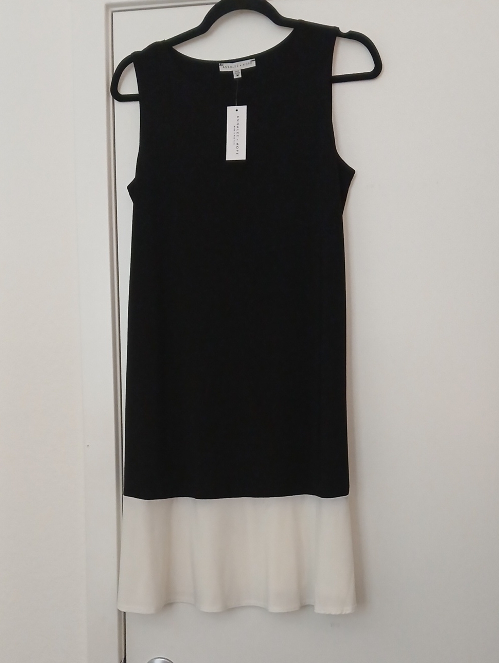 Annalee + Hope Black Shift Dress with Ivory Hem